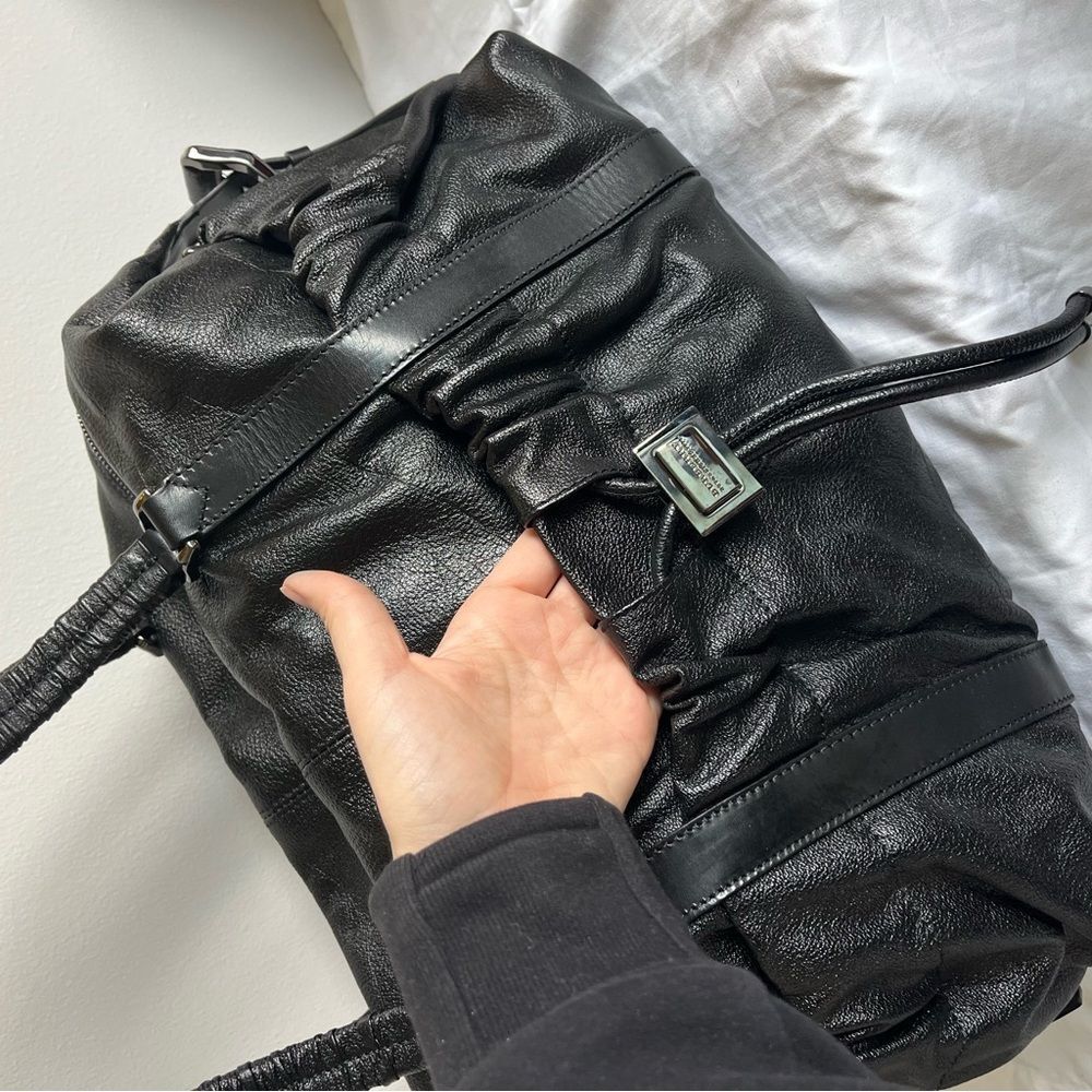 BURBERRY Black XL Calf Leather Hobo Shoulder Bag Haymarket Nova Check Canterbury - Picture 8 of 16